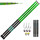 Kit de pesca 03 Vara Telescópica Gomo Longo JP Traira 5,00m Verde Jaú Pesca e Ace