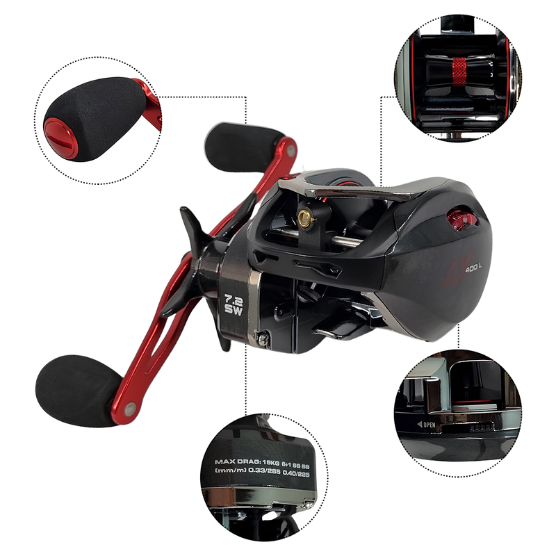 Kit de pesca Vara Carretilha JP TAMBAQUI PRO 2,10 + Carretilha LX400 Esquerda + Linha Mono