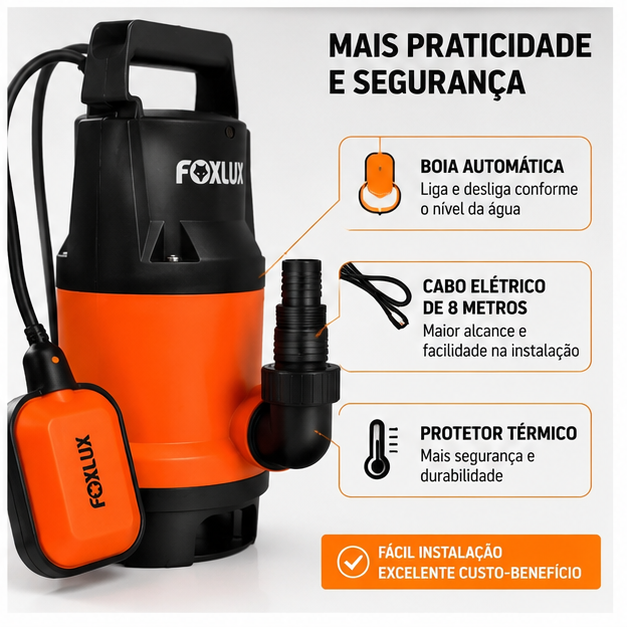 Bomba D’água Submersível Tipo Sapo - Fox Lux