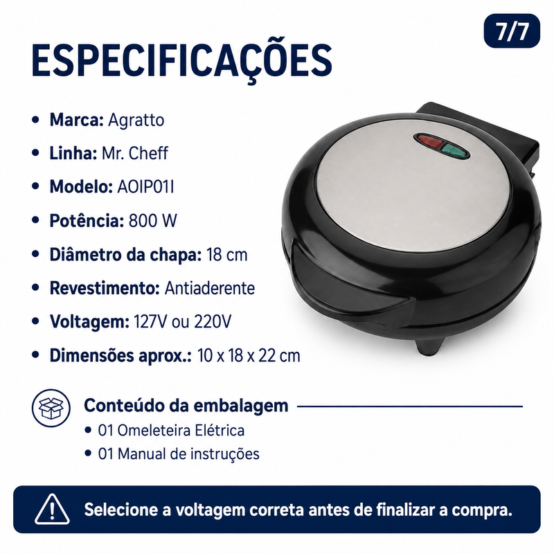 Omeleteira Elétrica Mr. Cheff Inox - Agratto
