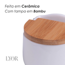 Saleiro Cerâmica com Tampa de Bambu e Colher Bianco - Lyor