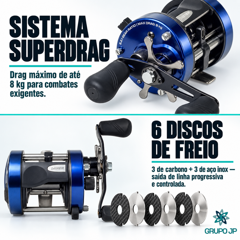 Carretilha Caster EVO 400  3+1 Rolamentos 8kg Drag - Marine