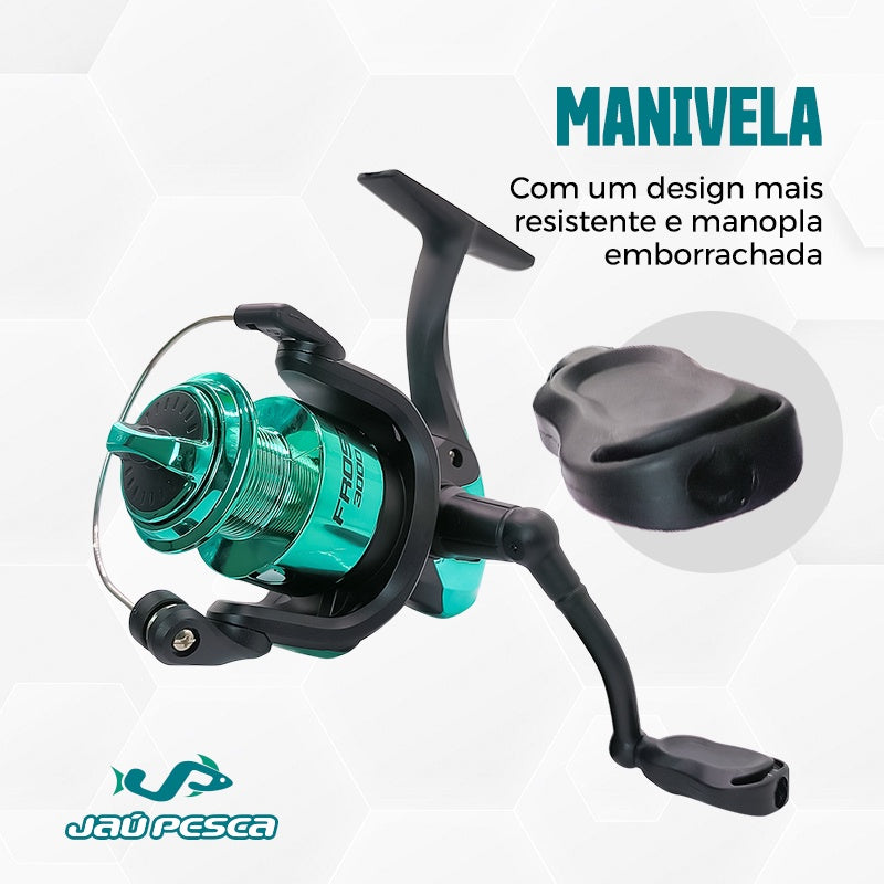 Kit Vara New Tamba Max 30-60lbs 2,70 + Molinete Frost 6000 - Jaú Pesca - Verde Neon