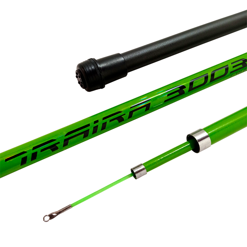 Kit 01 Vara Telescópica Gomo Longo JP Traira 3,00m Verde Jaú Pesca e Ace