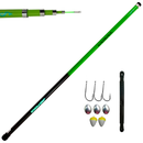 Kit 01 Vara Telescópica Gomo Longo JP Traira 6,00m Verde Jaú Pesca e Ace