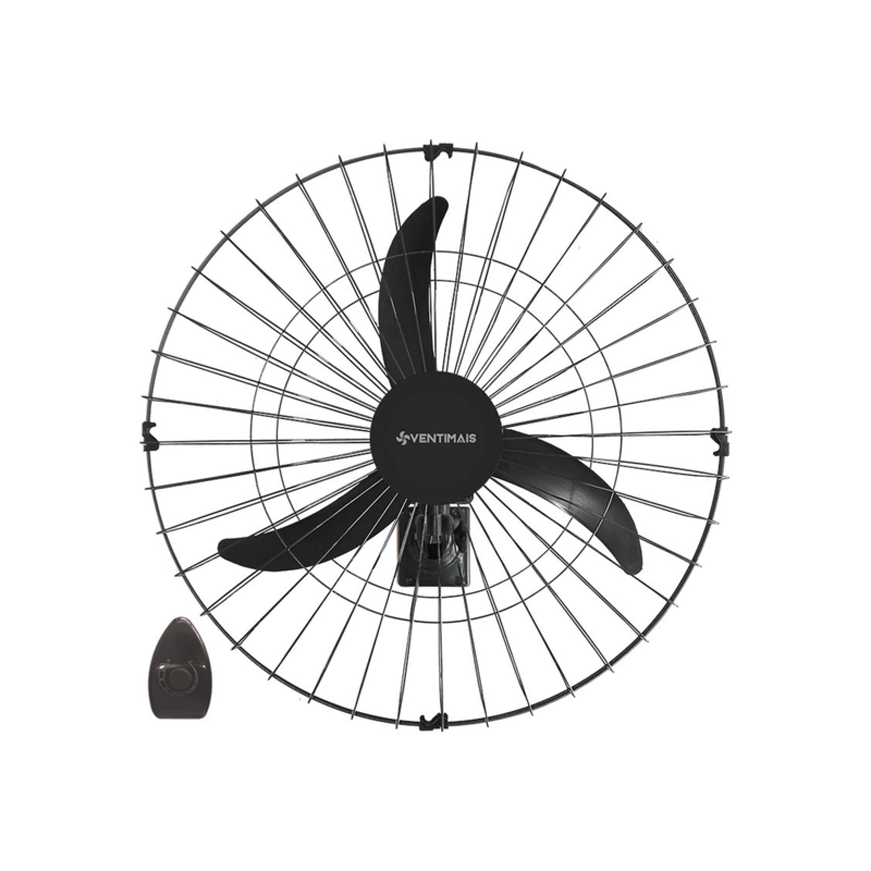 KIT 02 VENTILADORES OSC DE PAREDE 60CM PRETO LIGHT 147W 127V VENTIMAIS