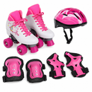 Kit Patins Quad Love Unicornio + Proteção completa Rosa M - Bel Sports