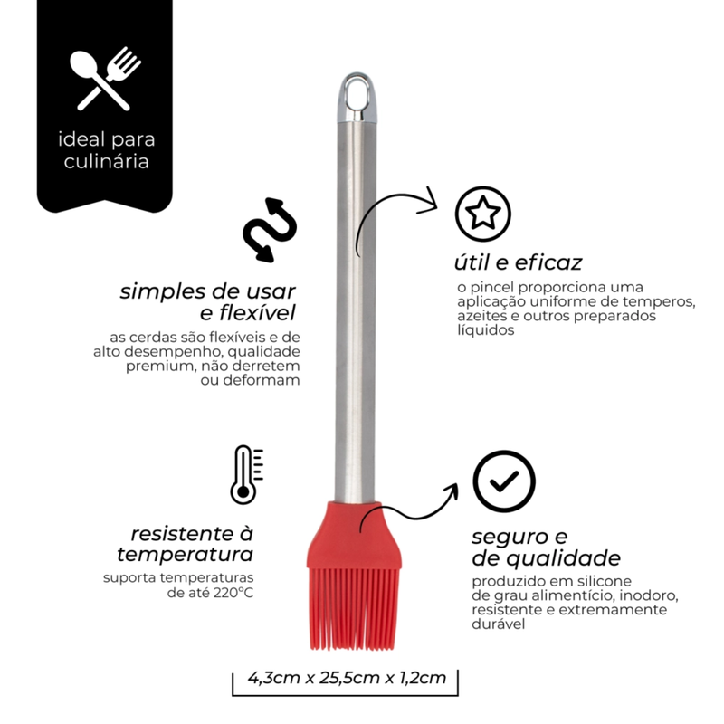 Pincel de Silicone  25,5cm Inox VR- Mimo Style