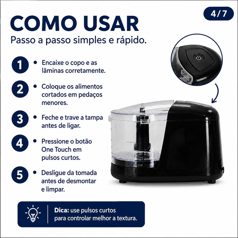 Miniprocessador de Alimentos 350ml 100W - Agratto