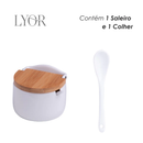 Saleiro Cerâmica com Tampa de Bambu e Colher Bianco - Lyor