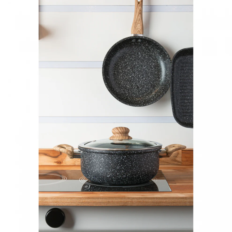 Conjunto de Panelas Indução 5pçs Aluminio com Revestimento Cerâmico Granilite PT - Wolff