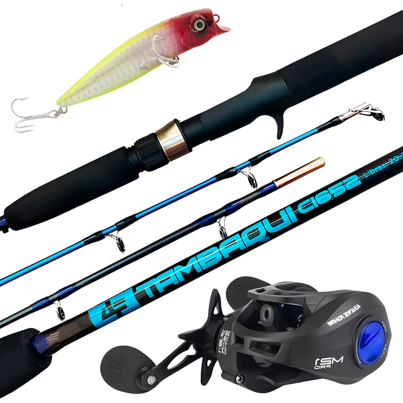 Kit de Pesca Vara 1,65m 30lbs + Carretilha M21 PRO Direita + Isca