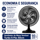 Ventilador de Mesa Turbo 6 Pás 50cm Preto 135W - Ventisol