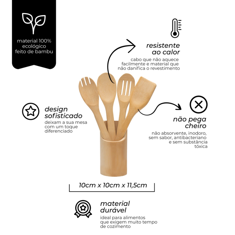 Kit de Utensílios 5 Peças EcoKitchen - Mimo Style