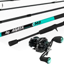 Kit de pesca Carretilha AGATA Acqua 1,50m + Carretilha M21 PRO Acqua Esquerda e Linha Mono