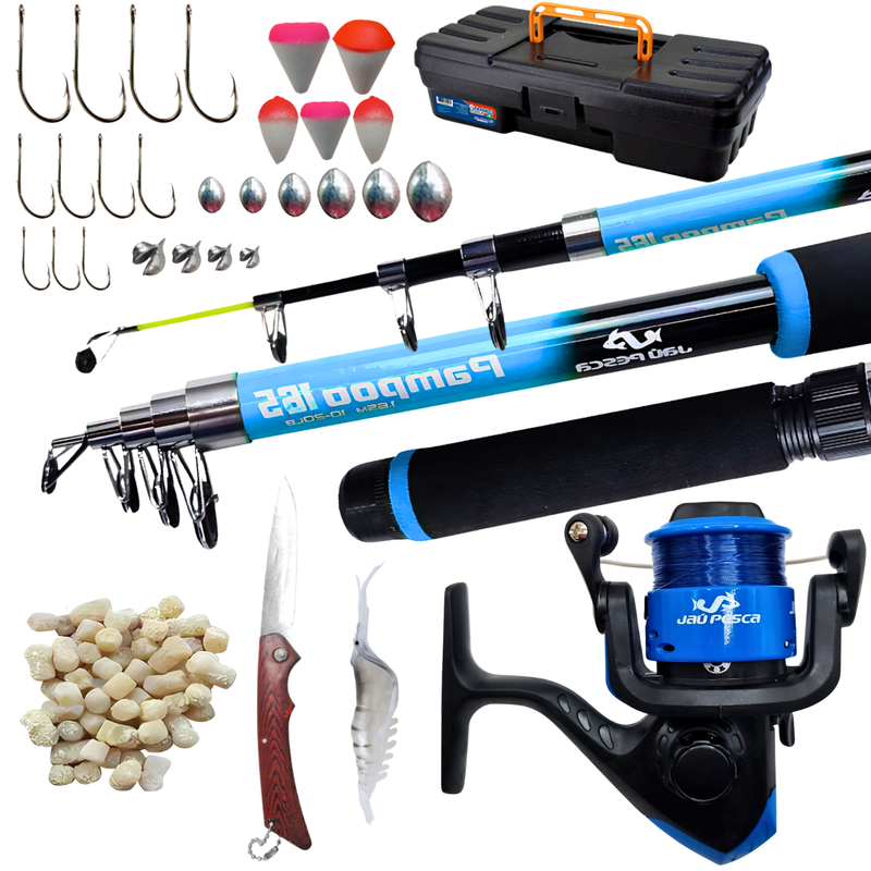 Kit De Pesca S200 Vara Molinete e Acessórios Meli Pesca Jau