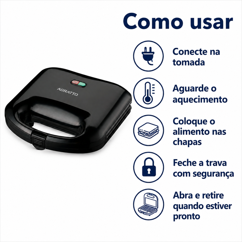 Sanduicheira e Grill Black 750W 127V – Agratto