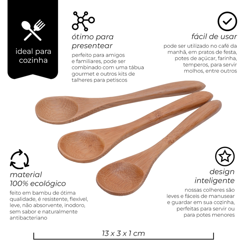 Kit 11pçs Porta Talheres + Utensílios Eco Kitchen Bambu - Mimo Style