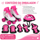 Kit Patins Quad Love Unicornio + Proteção completa Rosa M - Bel Sports