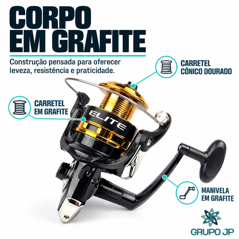 Molinete Elite Gold com 2+1 Rolamentos - Marine Sports