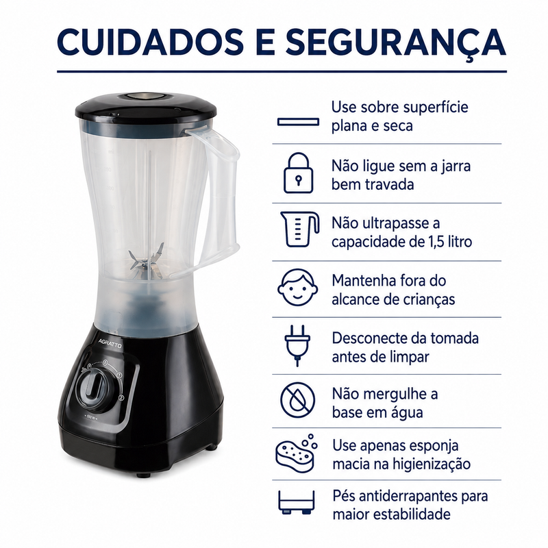 Liquidificador Forza 1,5L 850W  - Agratto