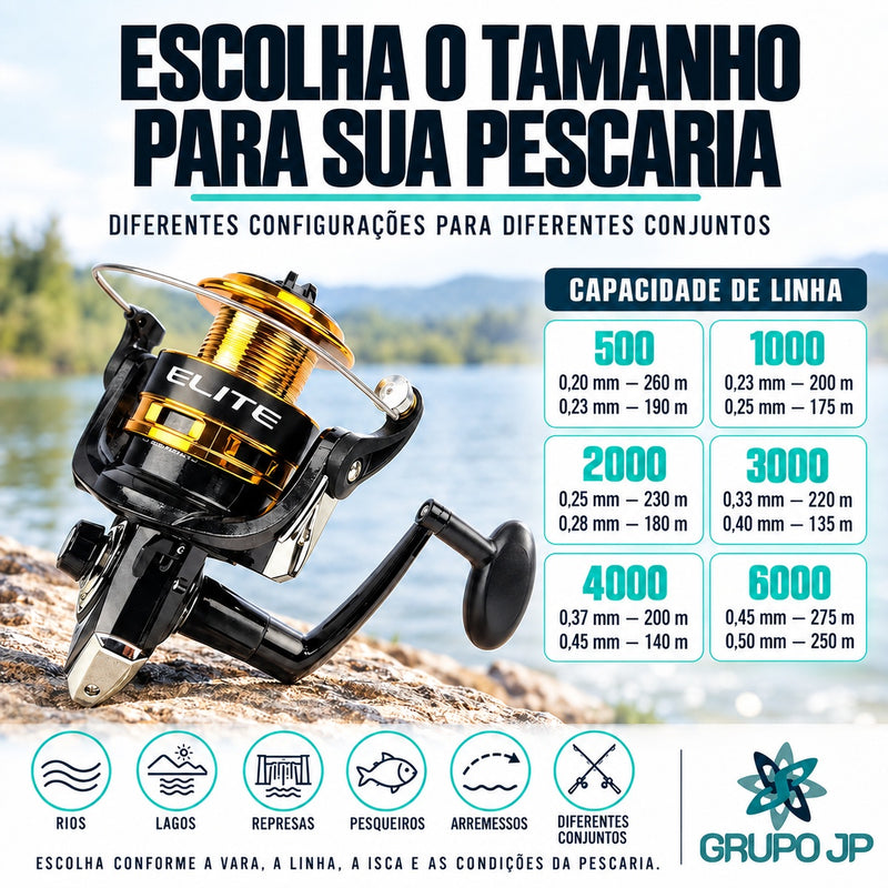 Molinete Elite Gold com 2+1 Rolamentos - Marine Sports