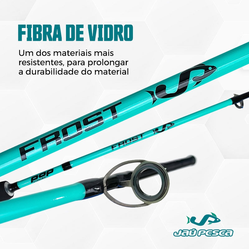 Kit De Pesca Vara Frost 1,80m 25Lbs e Molinete 3000 6Kg e Linha Mono