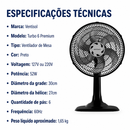 Ventilador de Mesa Turbo 6 Pás 30cm Preto 52W - Ventisol