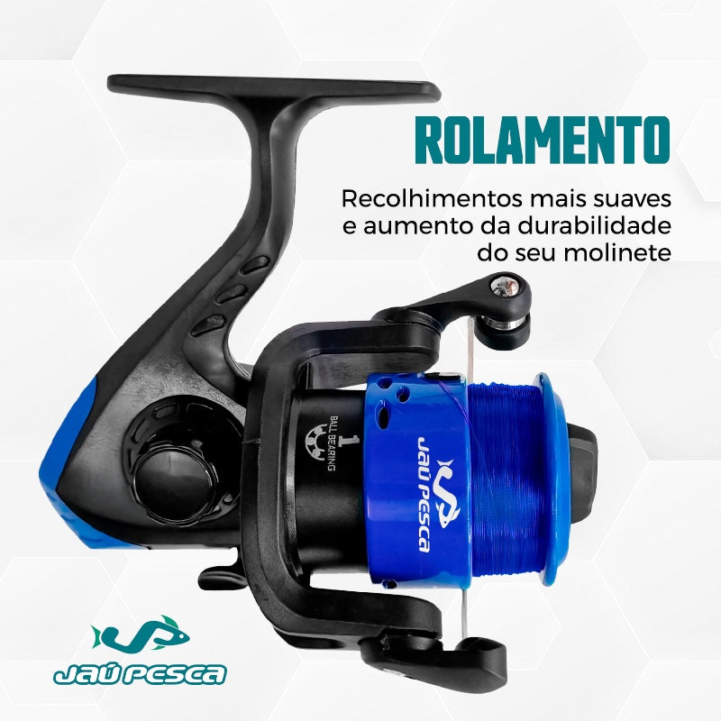 Kit Pesca (Milhão) Vara 2 Partes Molinete e Acessórios Meli Pesca Jau