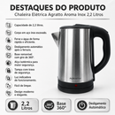 Chaleira Elétrica Aroma Inox 2,2 Litros - Agratto