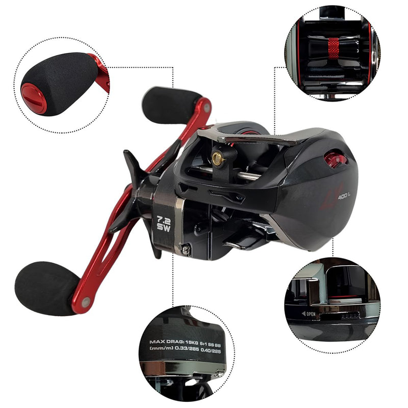Carretilha Maruri LX 400L BG Drag 15kg 6+1 Rolamentos