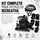 Kit Patins Inline Flexx 3.0 Prata + Proteção Completa Preta M - Bel Sports
