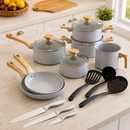Kit 13pçs Panelas Pratic Cook Crema  + Jogo De Faca Inox - Mimo Style