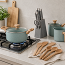 Kit 22pçs Jogo de Panelas Pratic Cook + Jogo de Faca com Cepo Organizador + Utensílios EcoKitchen- Mimo Style