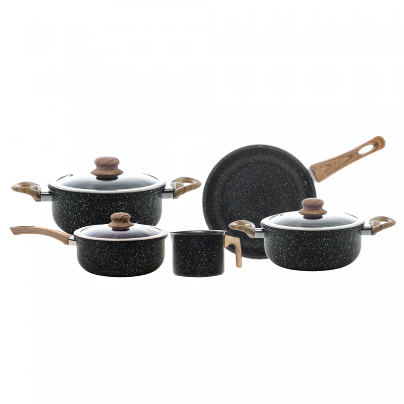 Conjunto de Panelas Indução 5pçs Aluminio com Revestimento Cerâmico Granilite PT - Wolff